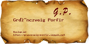 Grünczveig Porfir névjegykártya